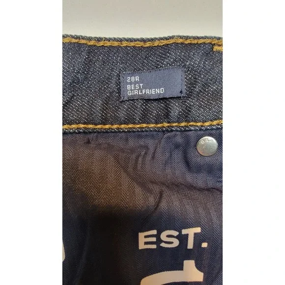 Gap Jeans Women Size 28R Distressed Best Girlfriend Raw Hem Dark Wash Gap Denim - Picture 11 of 16